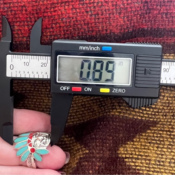 ❤️ Zuni Chief Inlaid Sterling Silver Southwestern Size 8.5 Ring 6.6gm - Picture 6 of 14